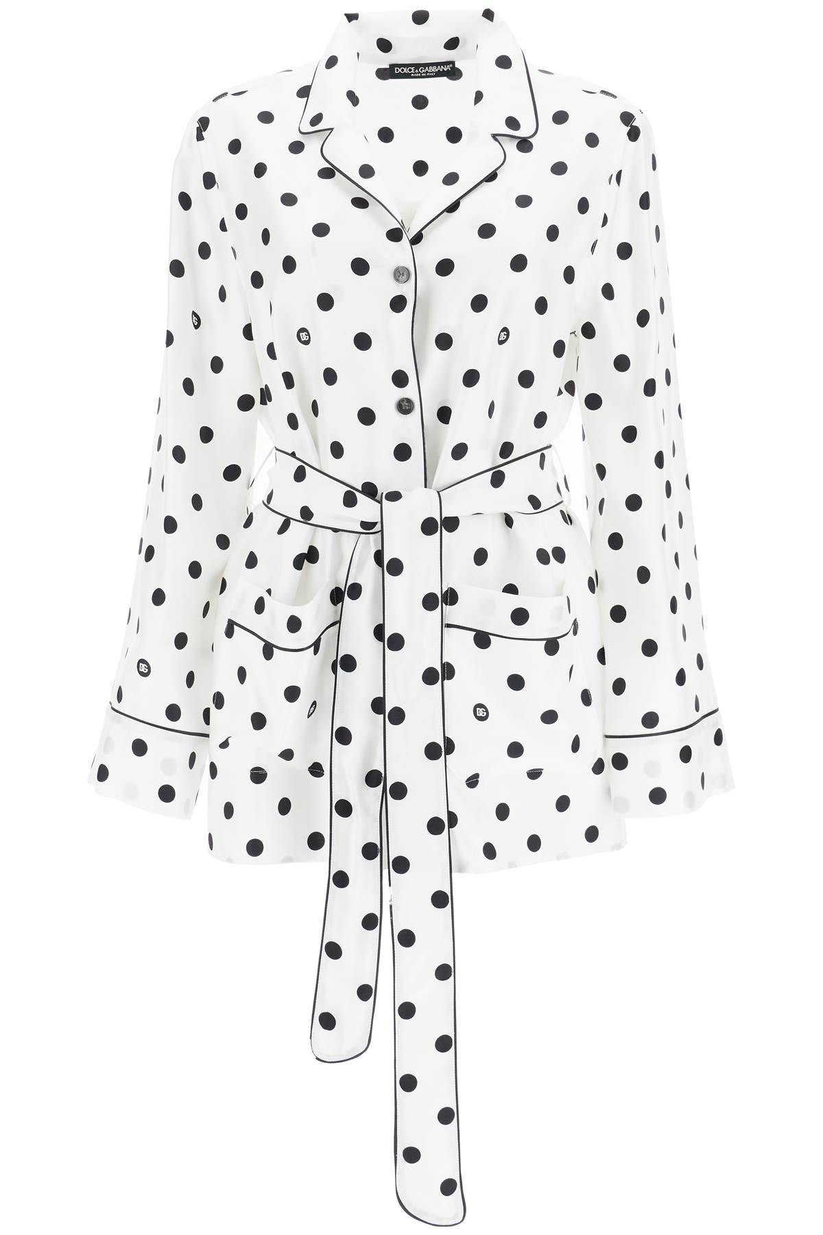 DOLCE & GABBANA silk polka dot pajama shirt