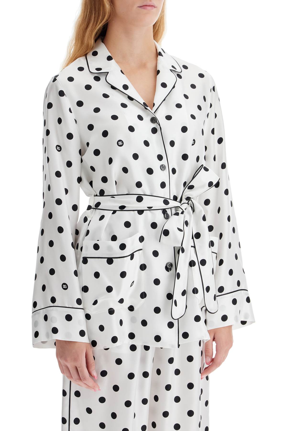 DOLCE & GABBANA silk polka dot pajama shirt