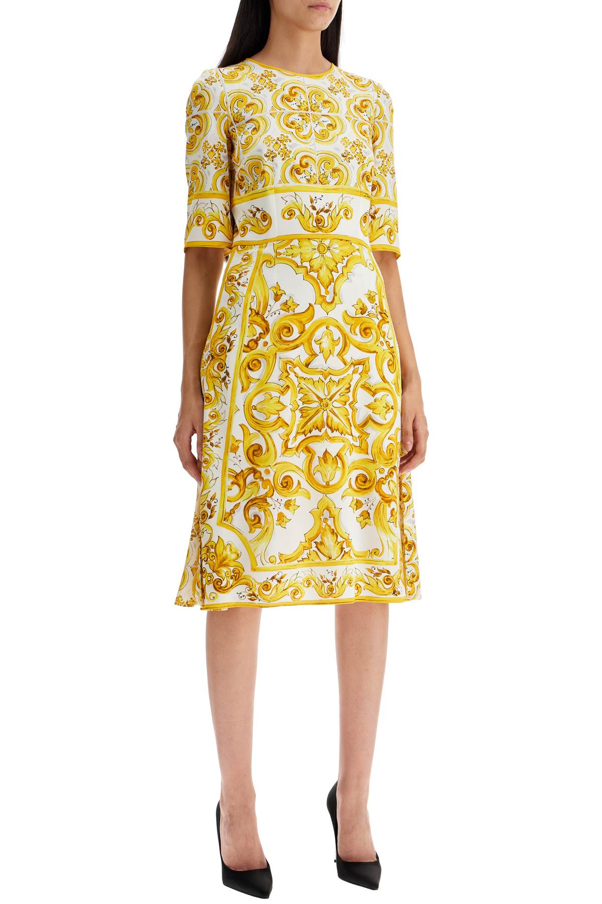 DOLCE & GABBANA 'stretch silk dress with maiolica