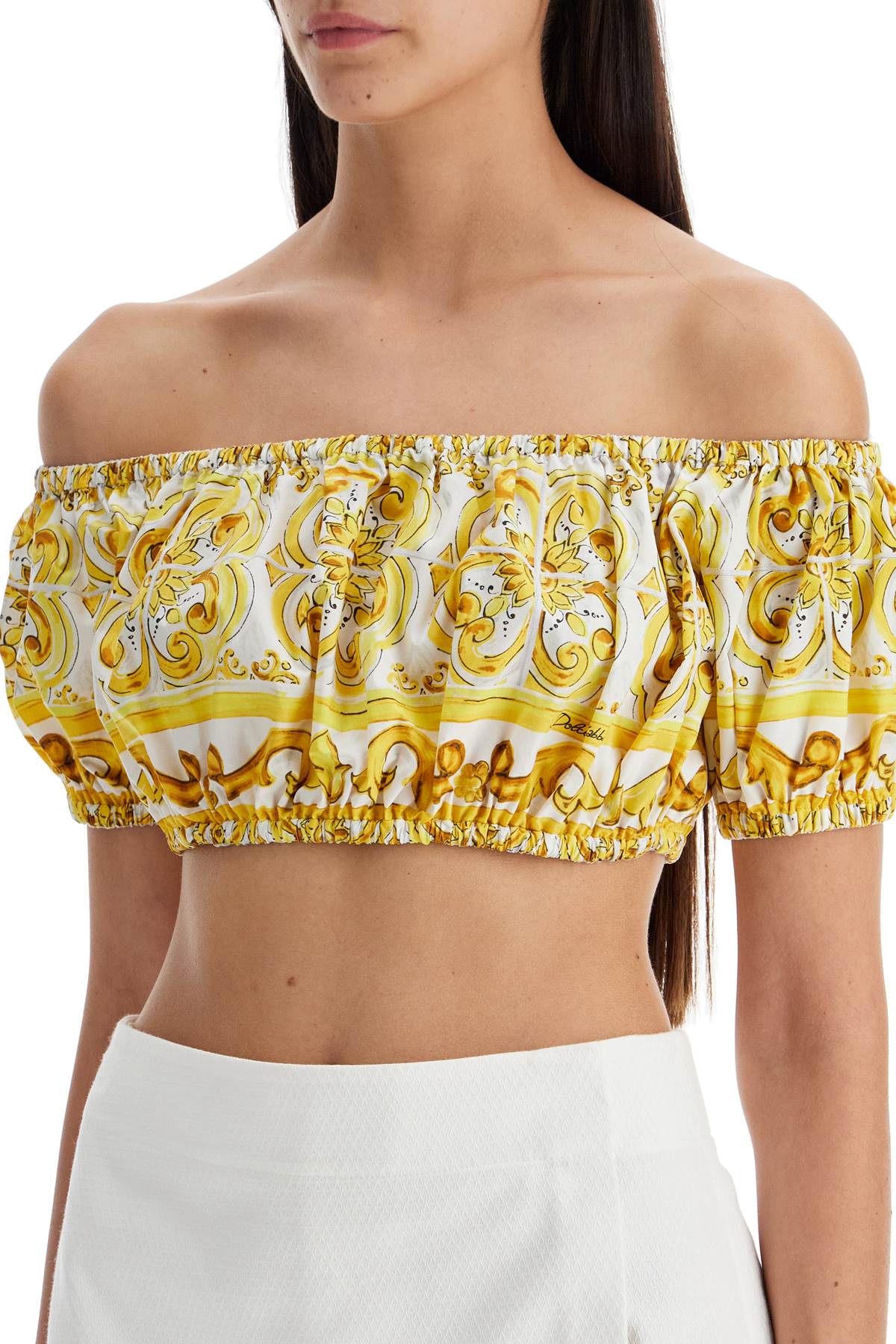 DOLCE & GABBANA maiolica print poplin crop