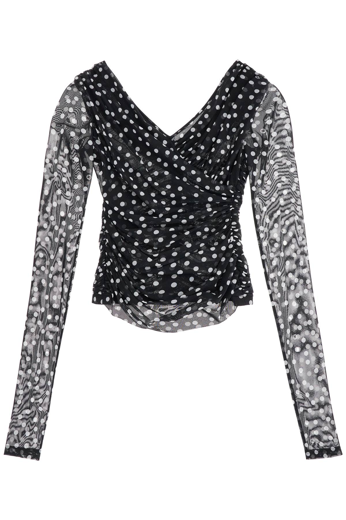 DOLCE & GABBANA polka dot draped top with