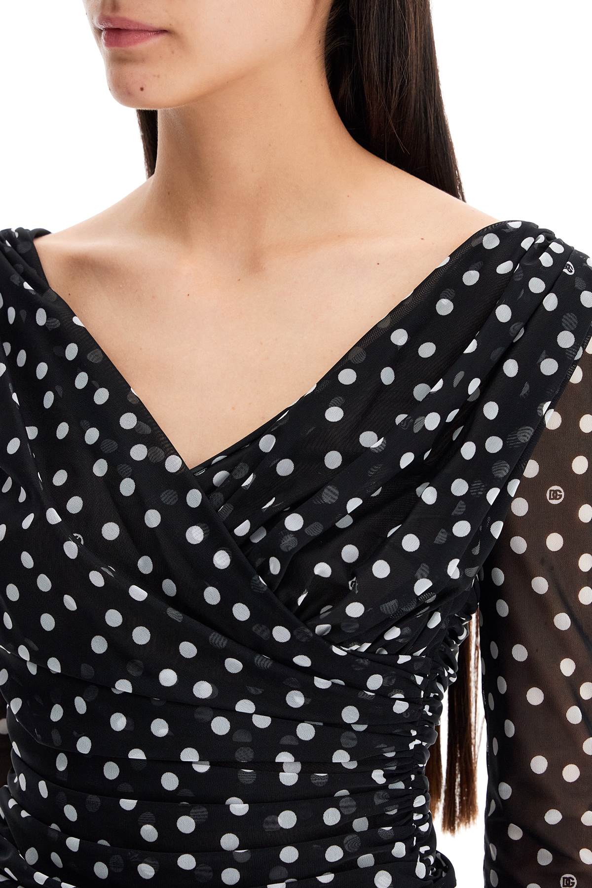 DOLCE & GABBANA polka dot draped top with