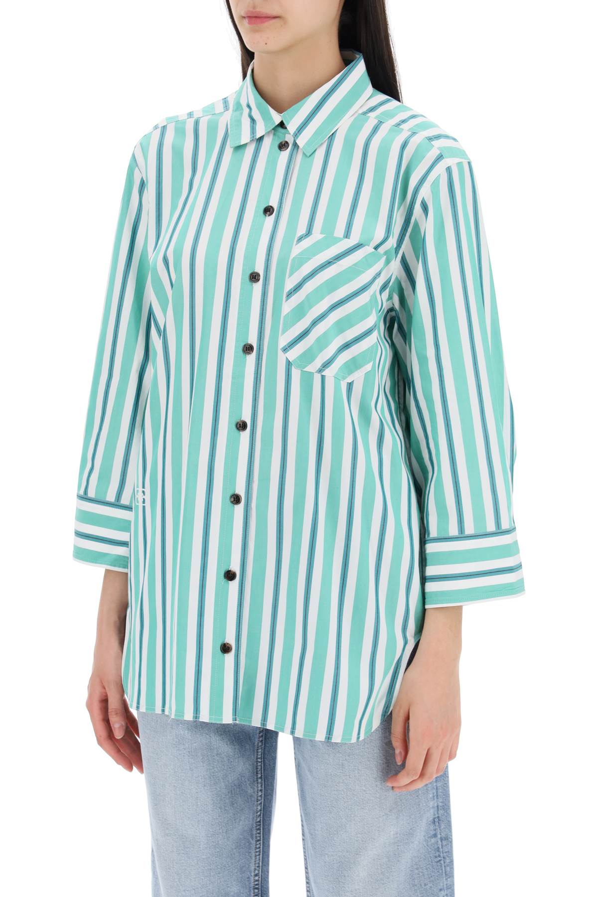 GANNI "oversized striped poplin shirt