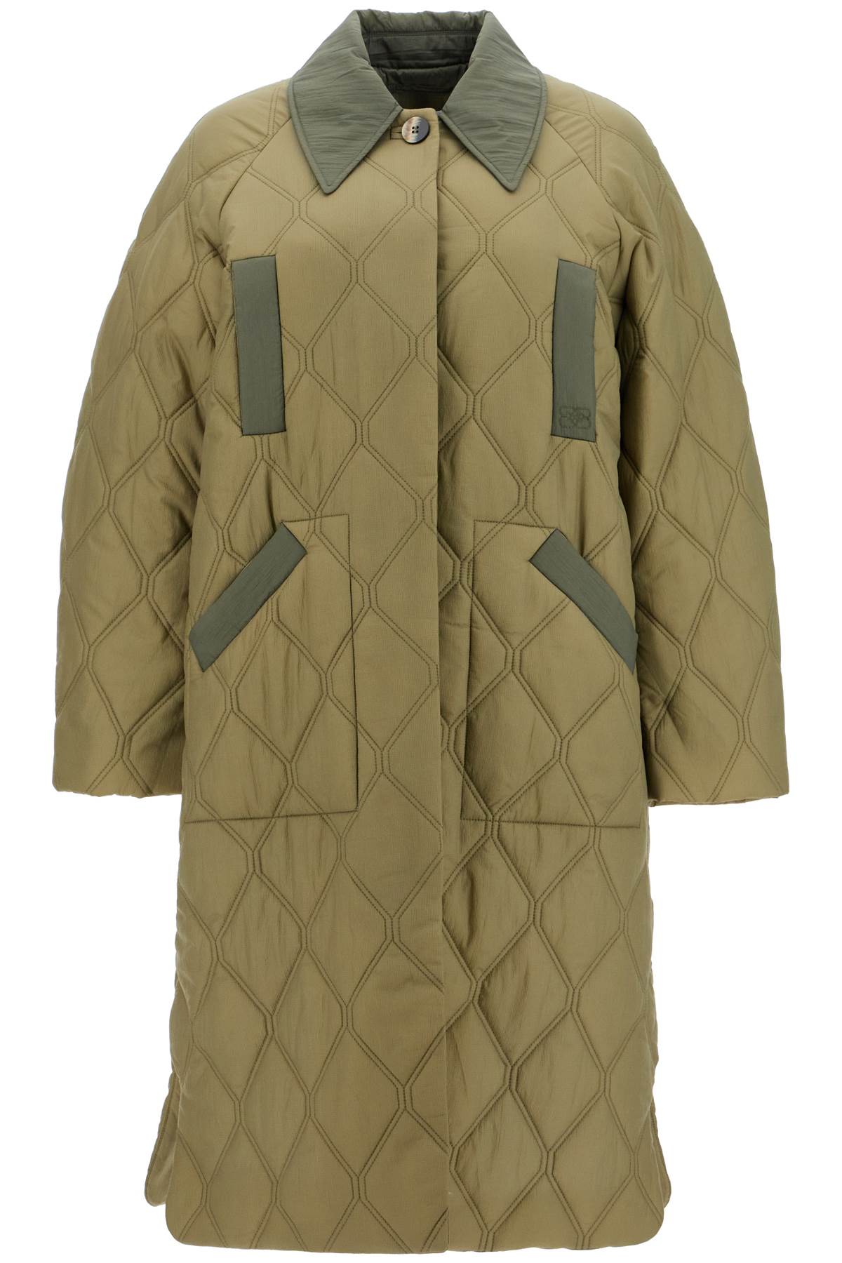 GANNI long quilted padded coat