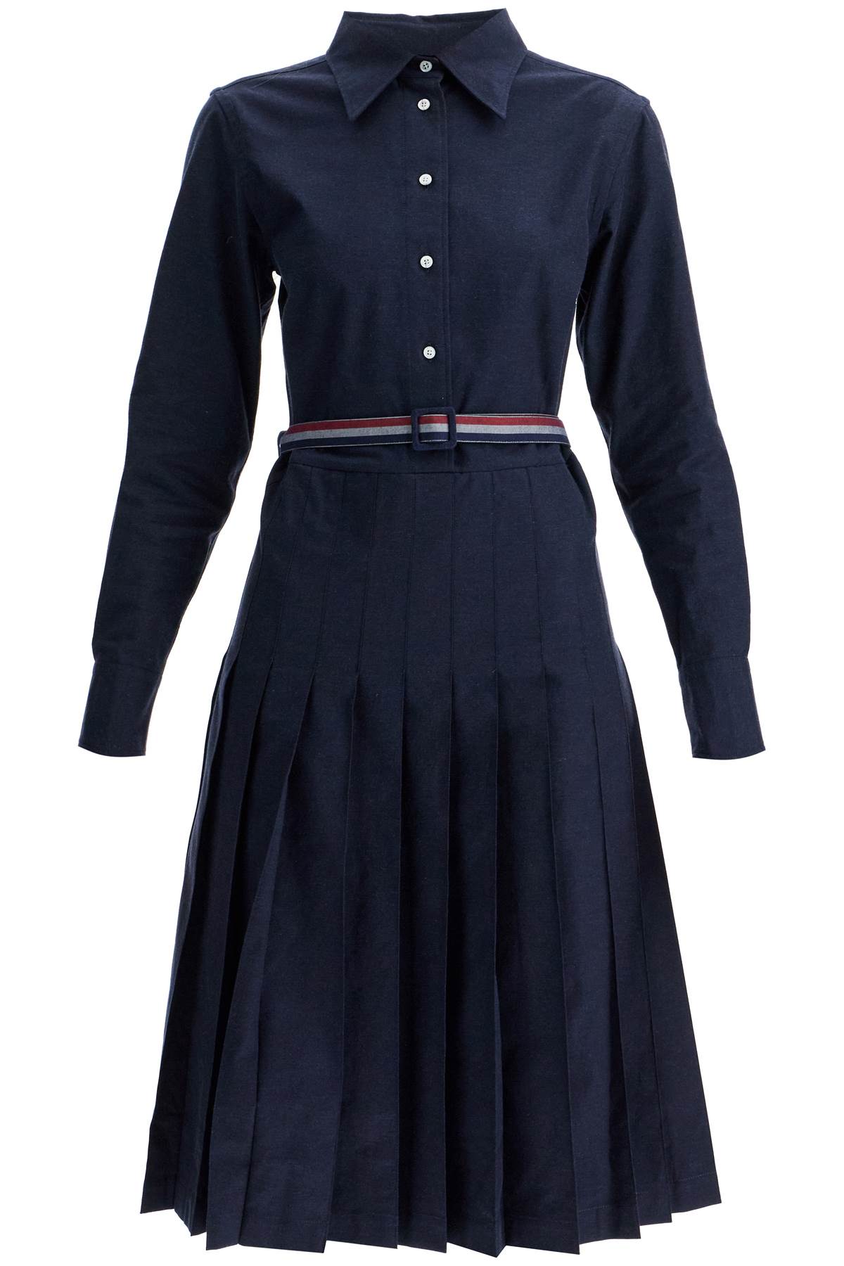 THOM BROWNE midi shirt dress with belt