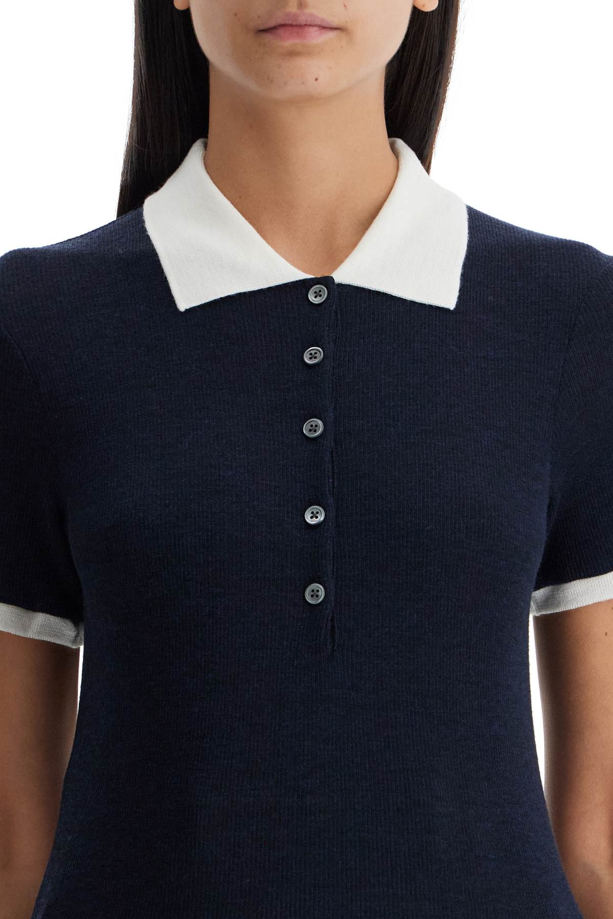 THOM BROWNE short-sleeved wool polo shirt