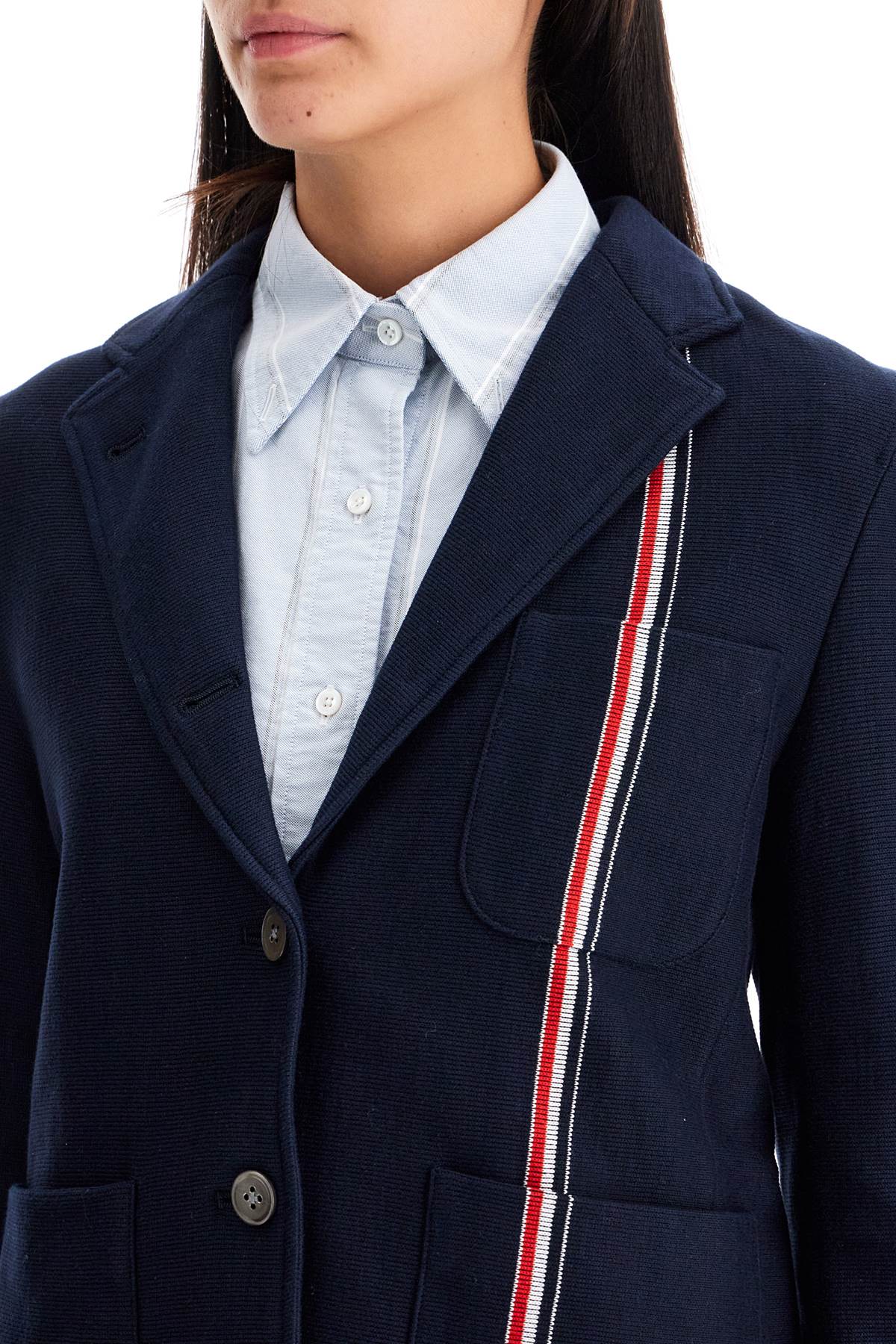 THOM BROWNE single-breasted cotton knit jacket