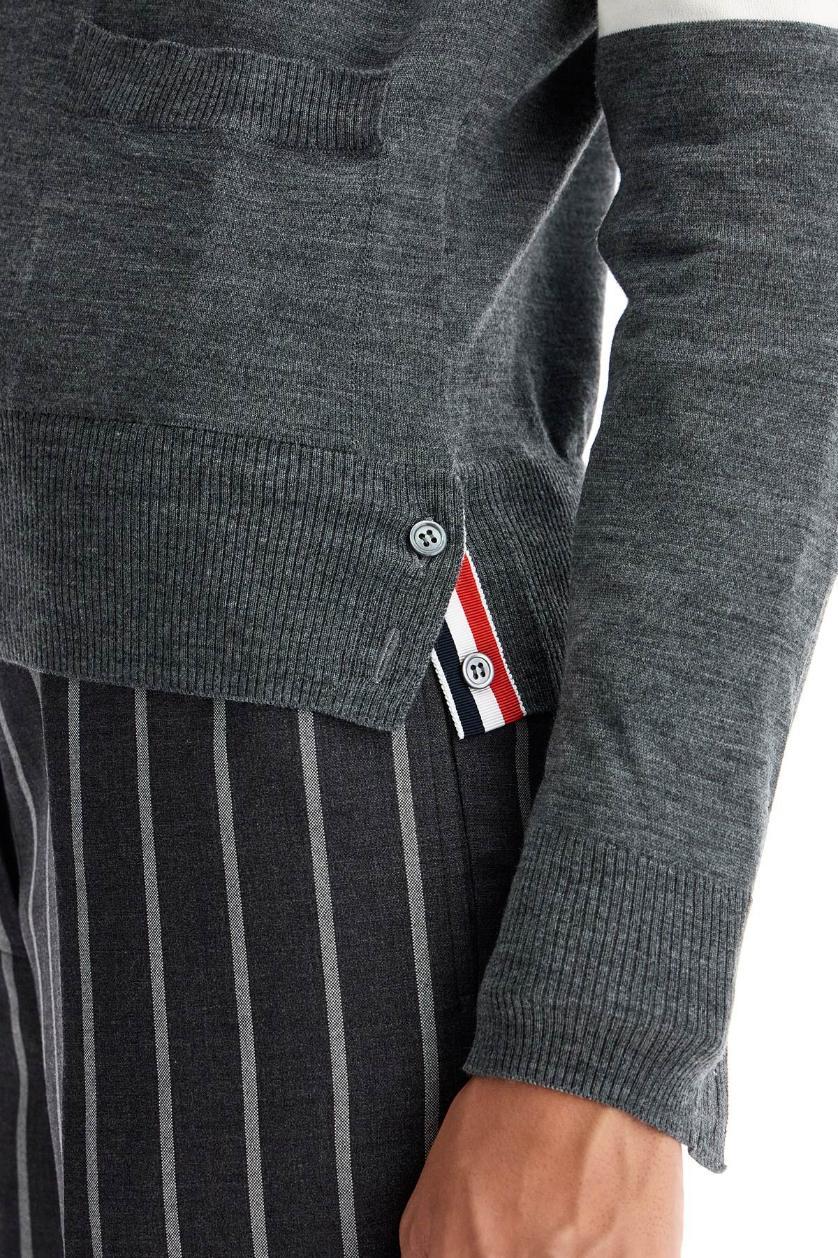 THOM BROWNE 4-bar wool melange cardigan