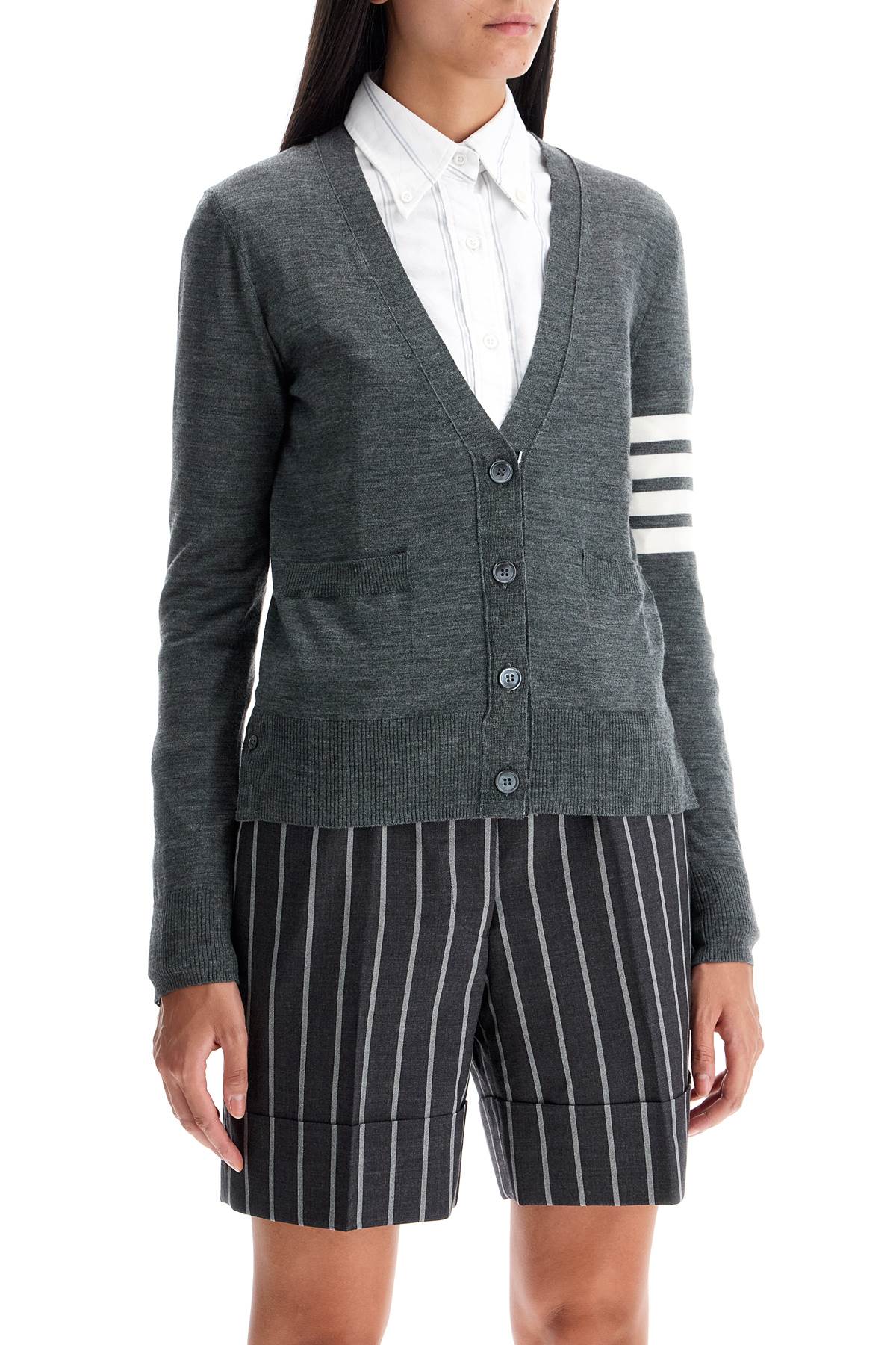 THOM BROWNE 4-bar wool melange cardigan