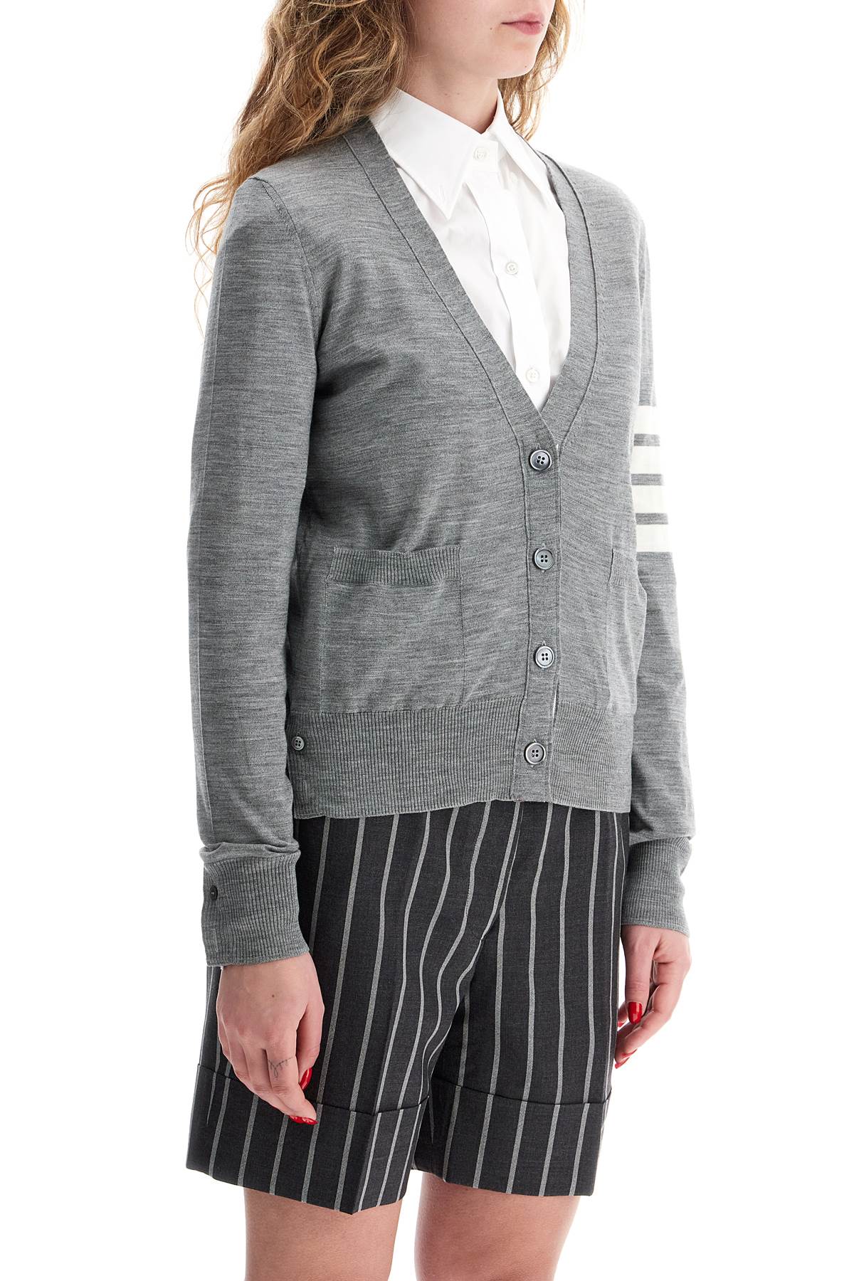 THOM BROWNE 4-bar wool melange cardigan