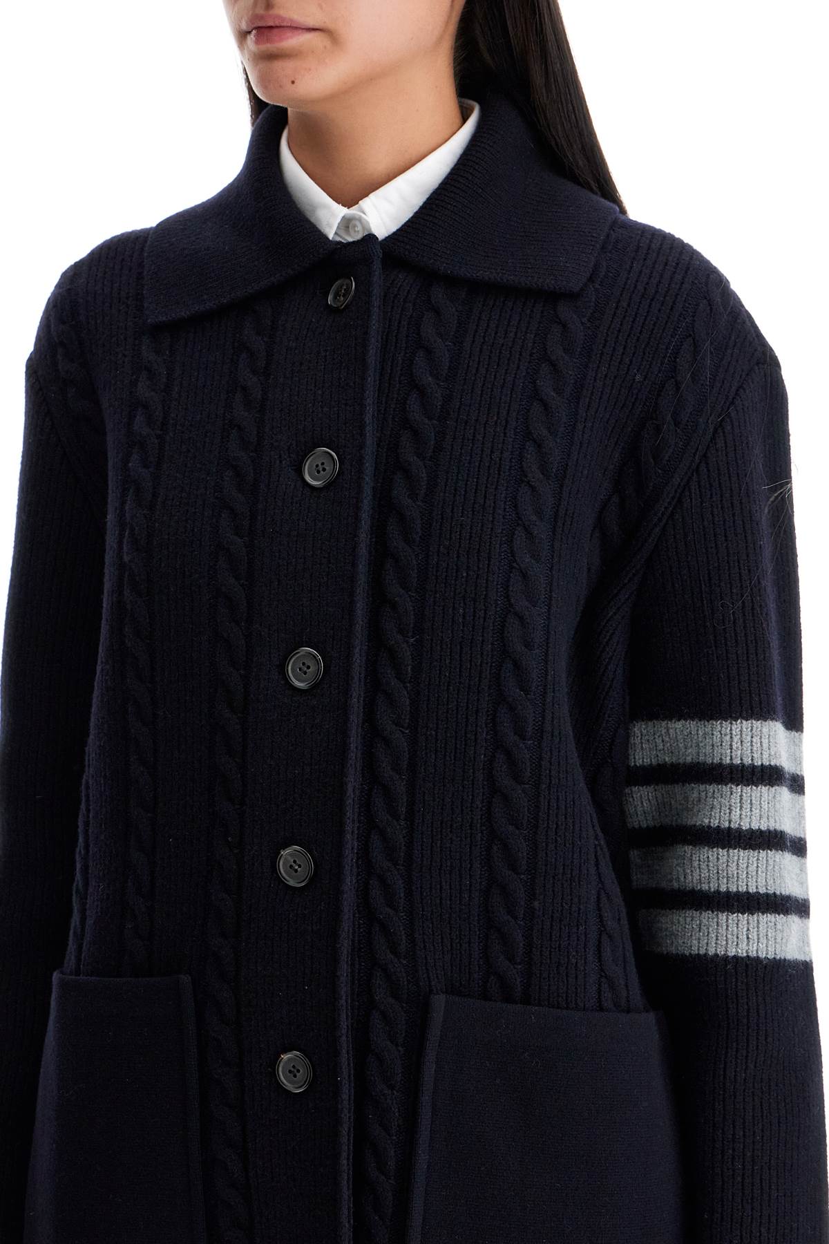 THOM BROWNE "4-bar heavy knit cardigan