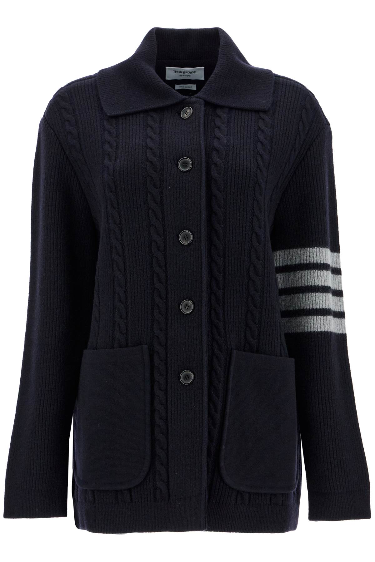 THOM BROWNE "4-bar heavy knit cardigan