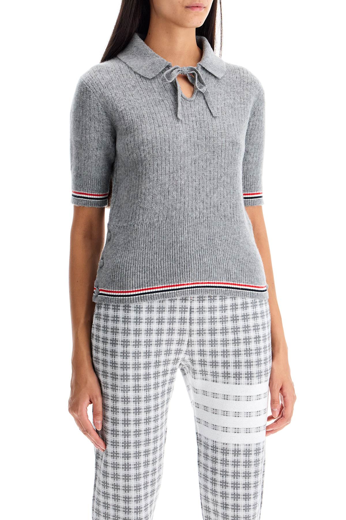 THOM BROWNE short-sleeved merino wool polo