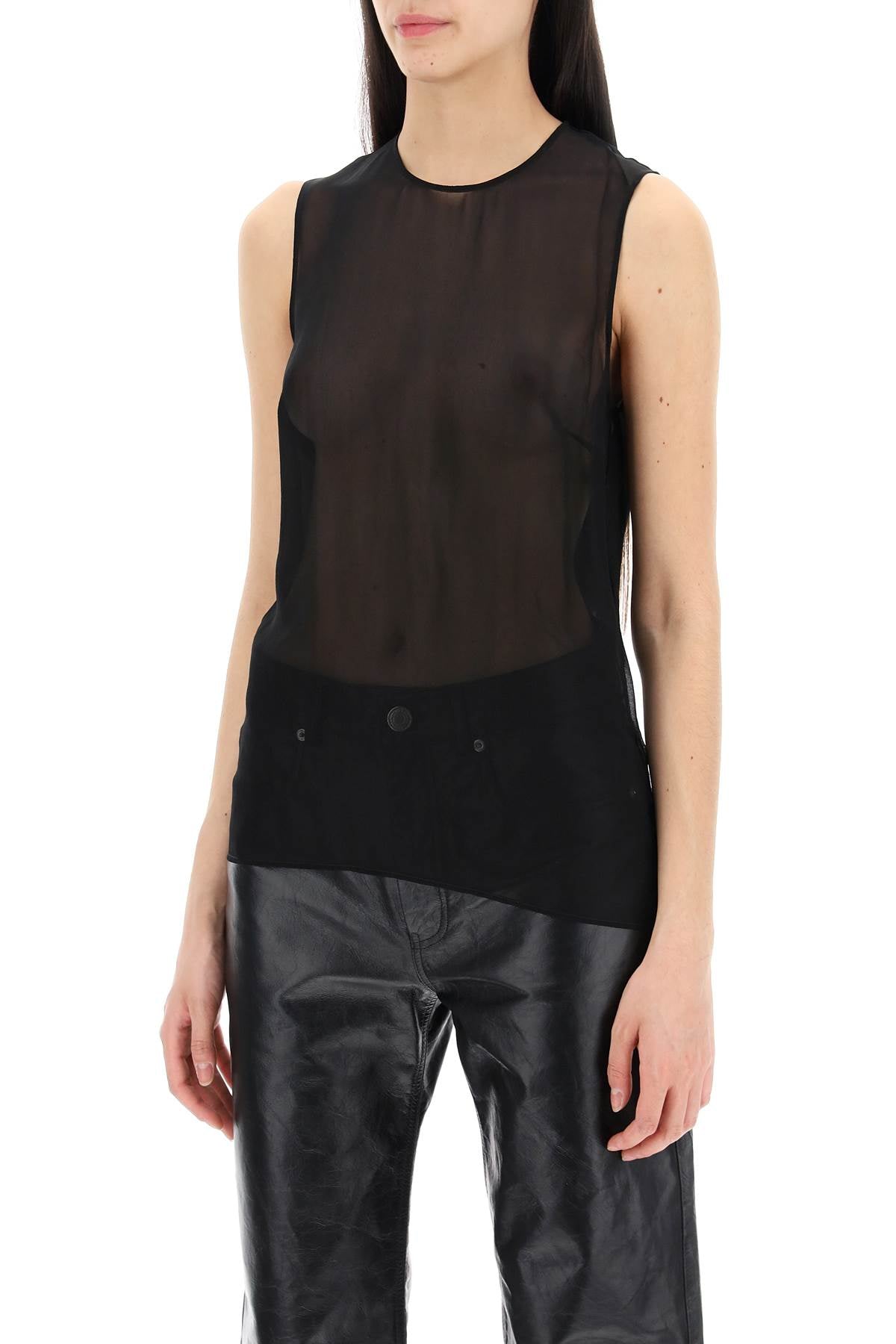 AMI ALEXANDRE MATIUSSI sleeveless silk top in