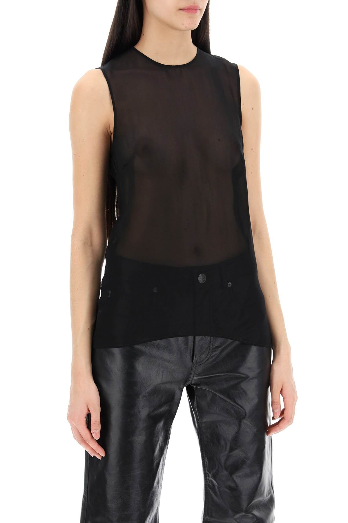 AMI ALEXANDRE MATIUSSI sleeveless silk top in