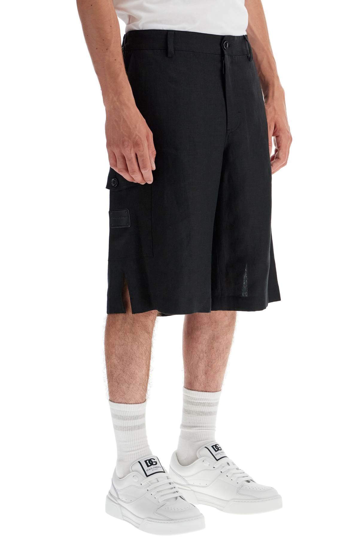 DOLCE & GABBANA linen cargo bermuda shorts for