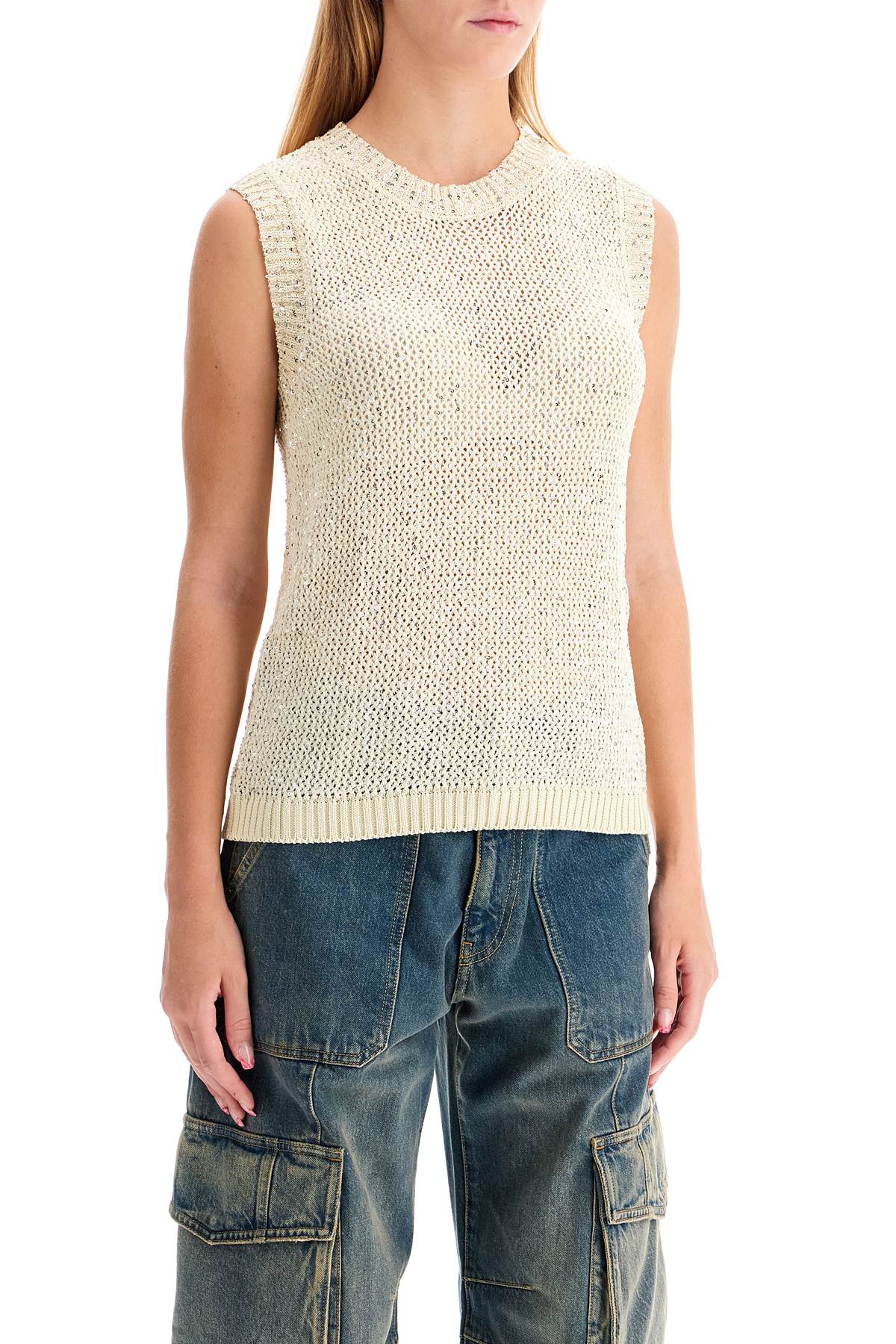 GOLDEN GOOSE knitted vest with sequins embell