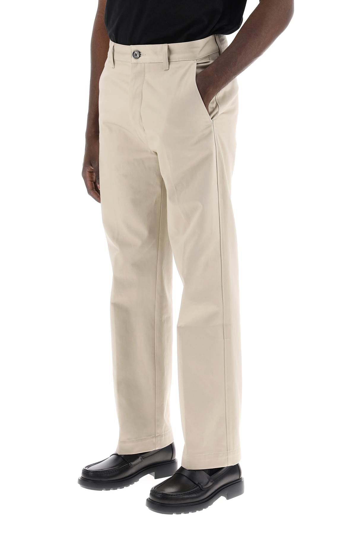 AMI ALEXANDRE MATIUSSI cotton satin chino pants in