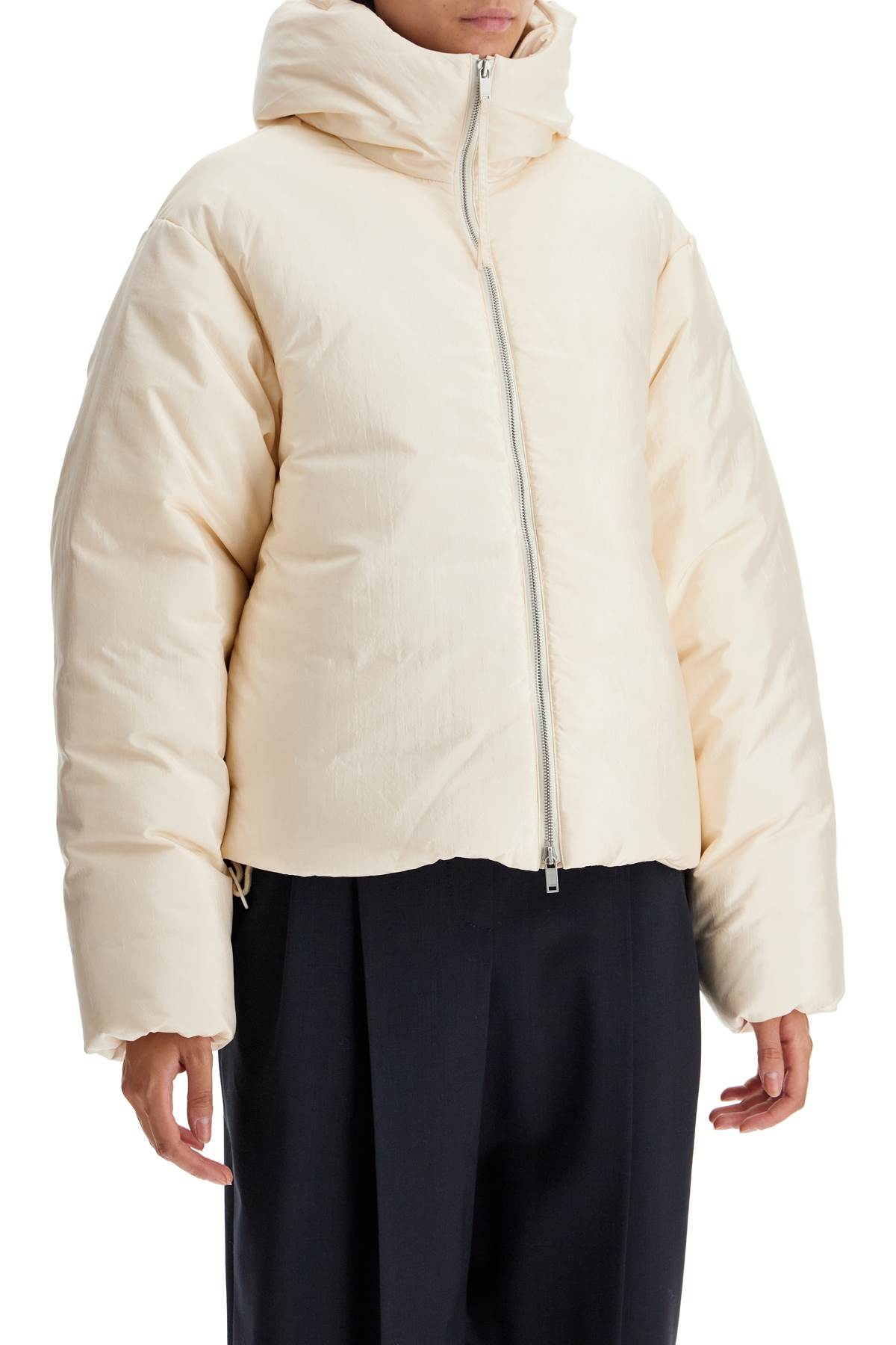 JIL SANDER short down jacket in habotai silk blend