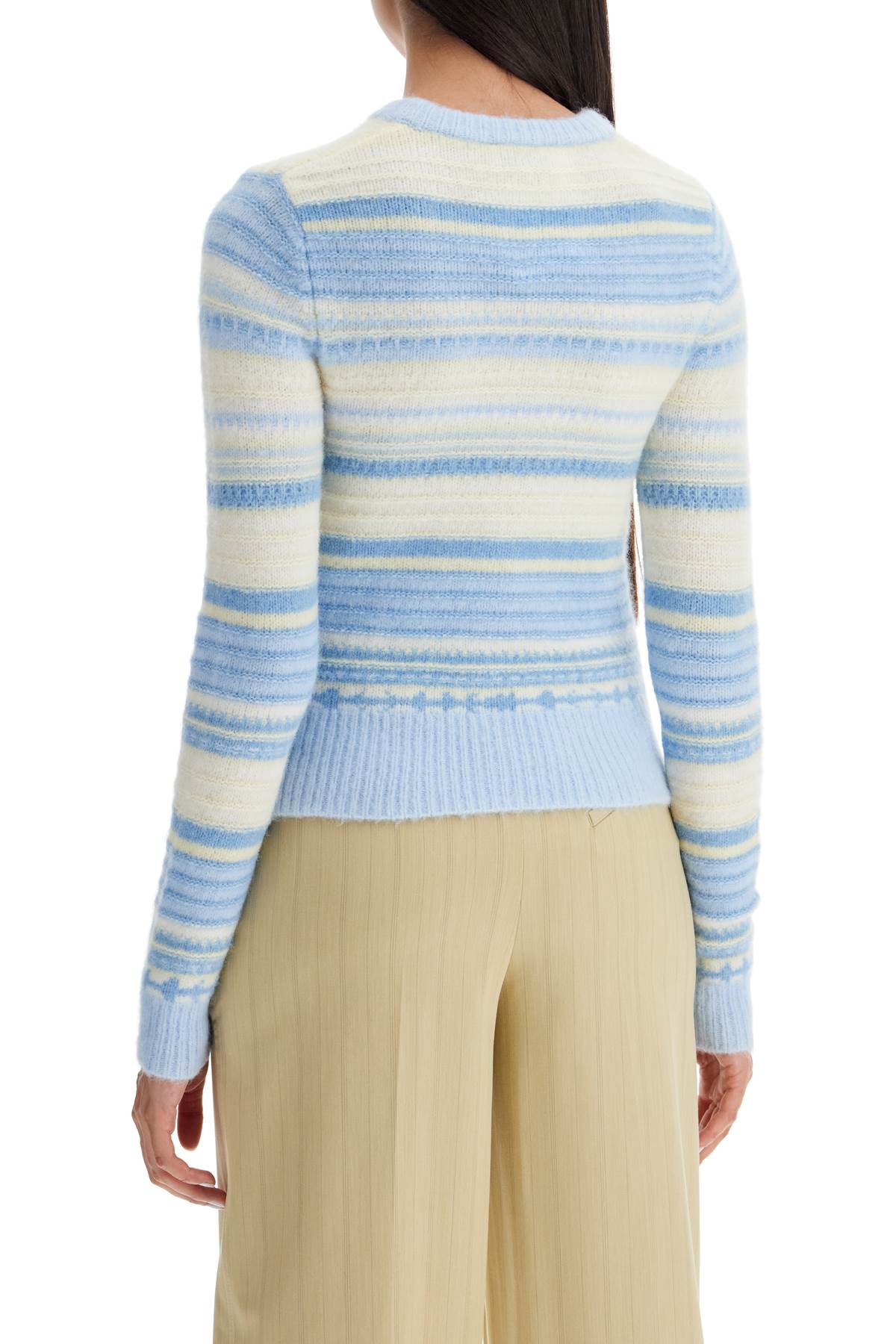 GANNI soft striped cardigan with fluffy