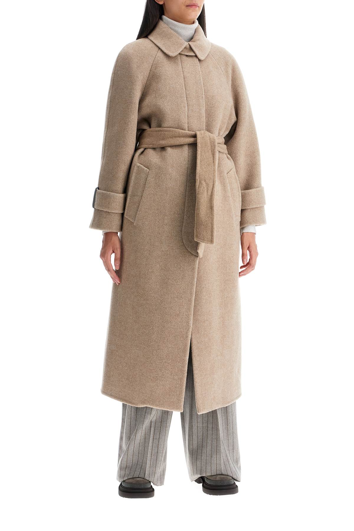 BRUNELLO CUCINELLI wool and cashmere coat with belt.