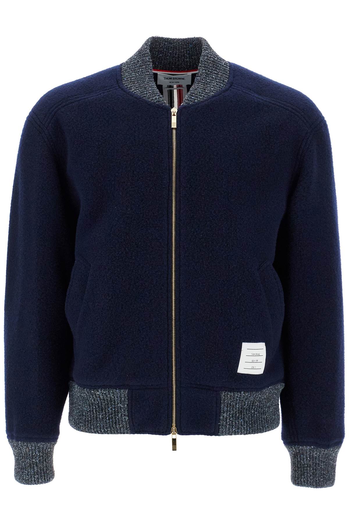 THOM BROWNE woolen fleece bomber jacket