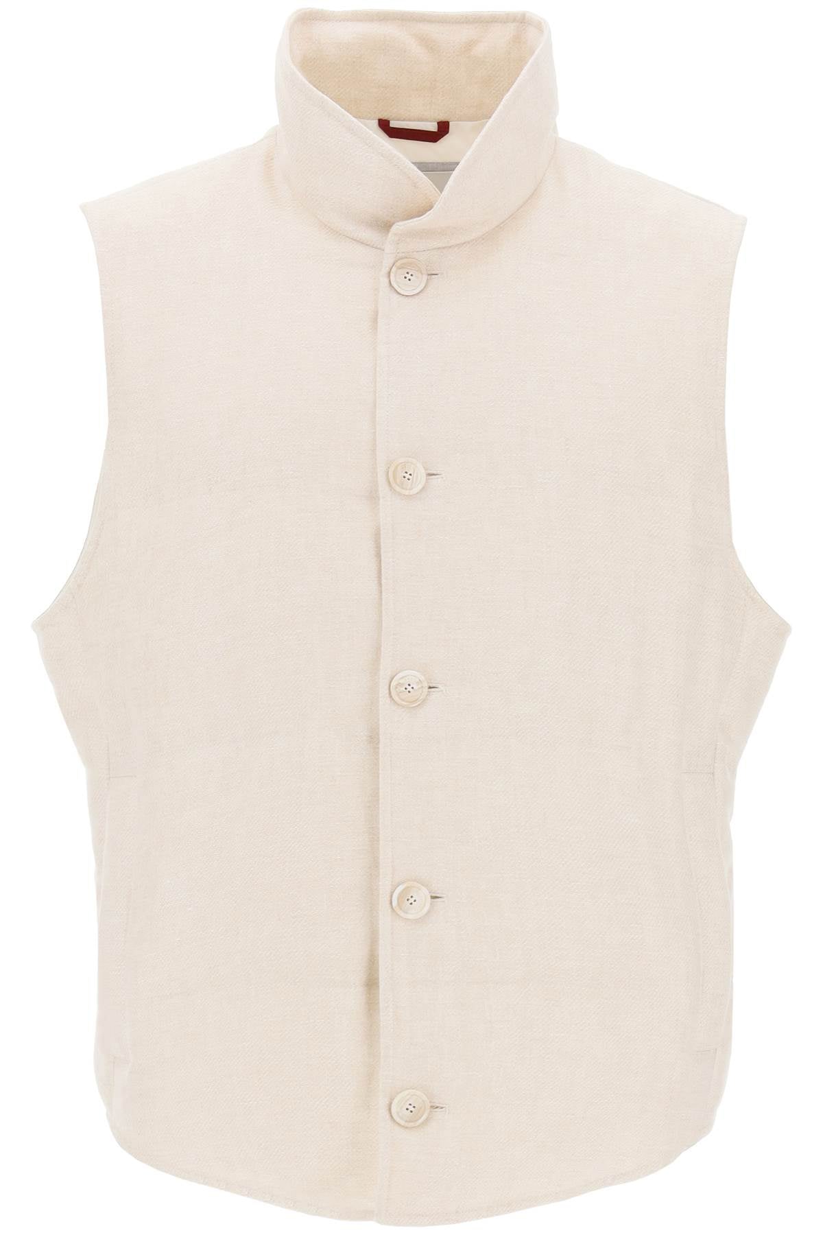 BRUNELLO CUCINELLI sleeveless down jacket in linen,