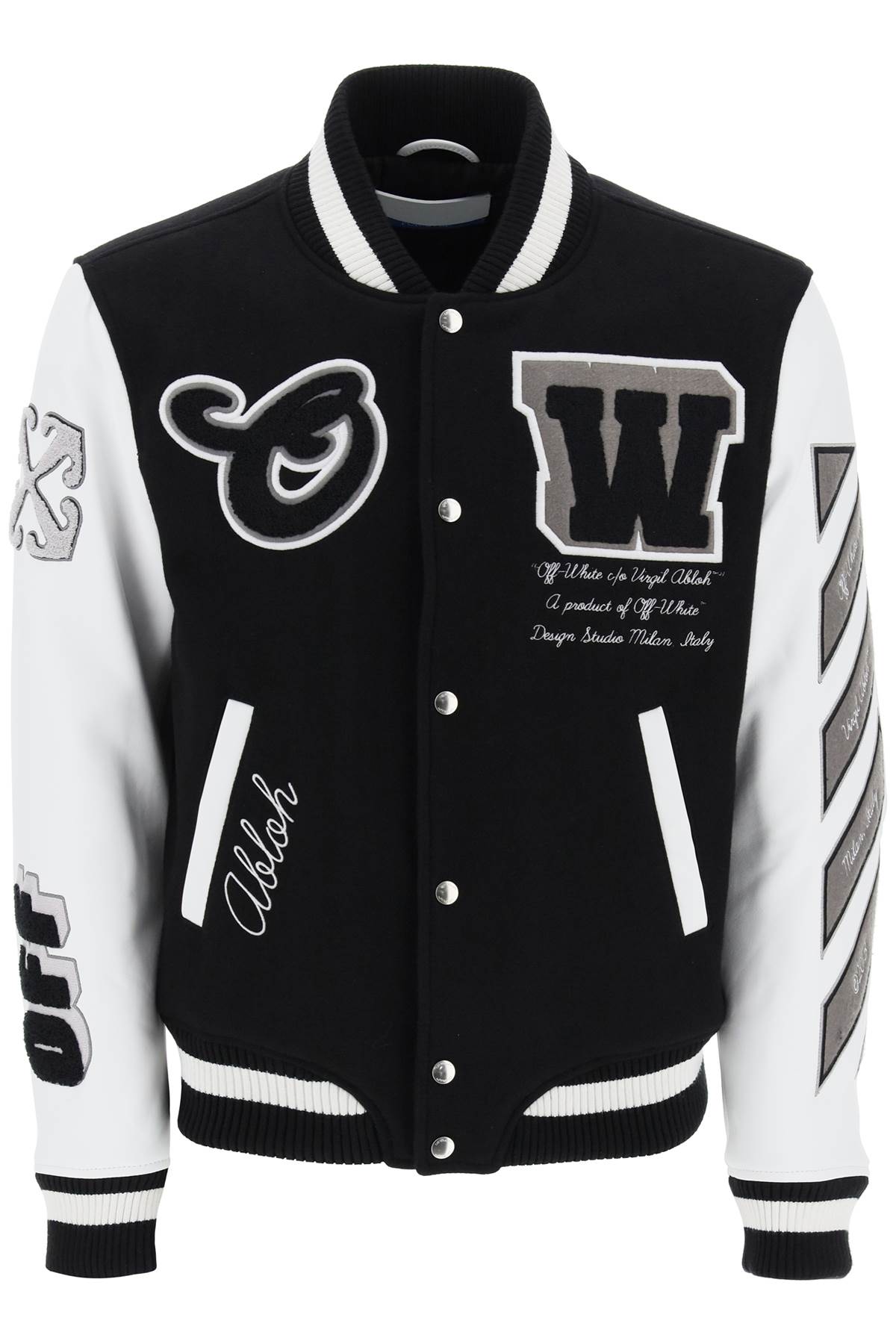 OFF-WHITE lea varsity bomber jacket