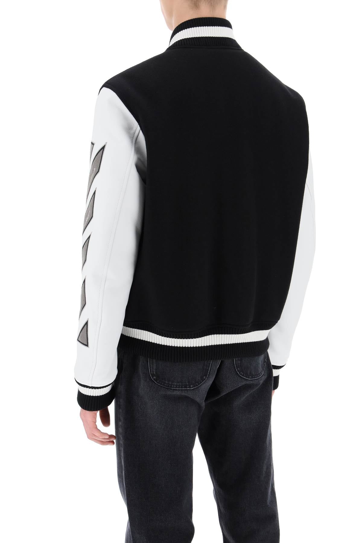 OFF-WHITE lea varsity bomber jacket