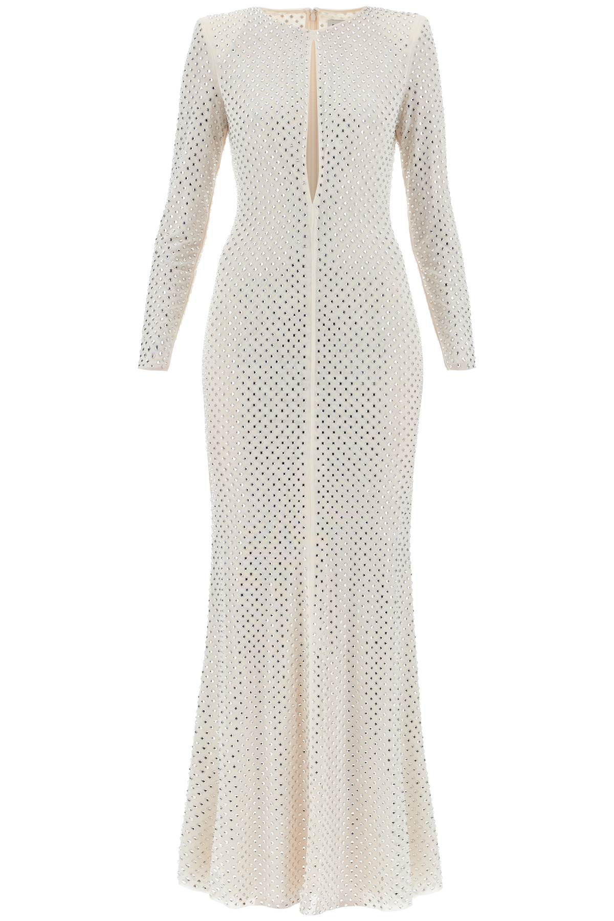 SELF PORTRAIT long mesh dress with crystals