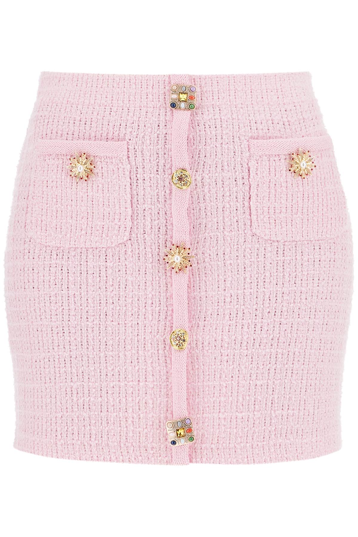 SELF PORTRAIT "knitted mini skirt with jewel buttons