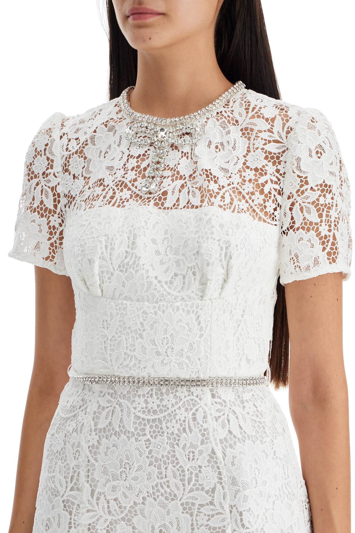 SELF PORTRAIT short floral lace sheath dress