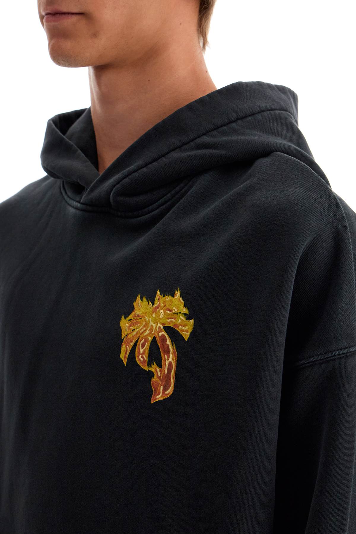 PALM ANGELS "burning palm oversized hoodie with hood"