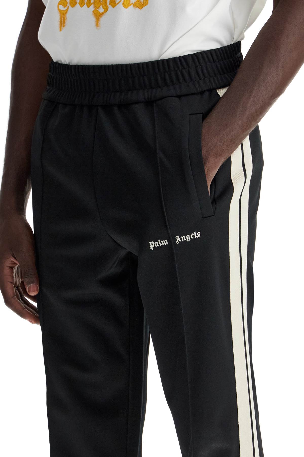 PALM ANGELS contrast band joggers with track in