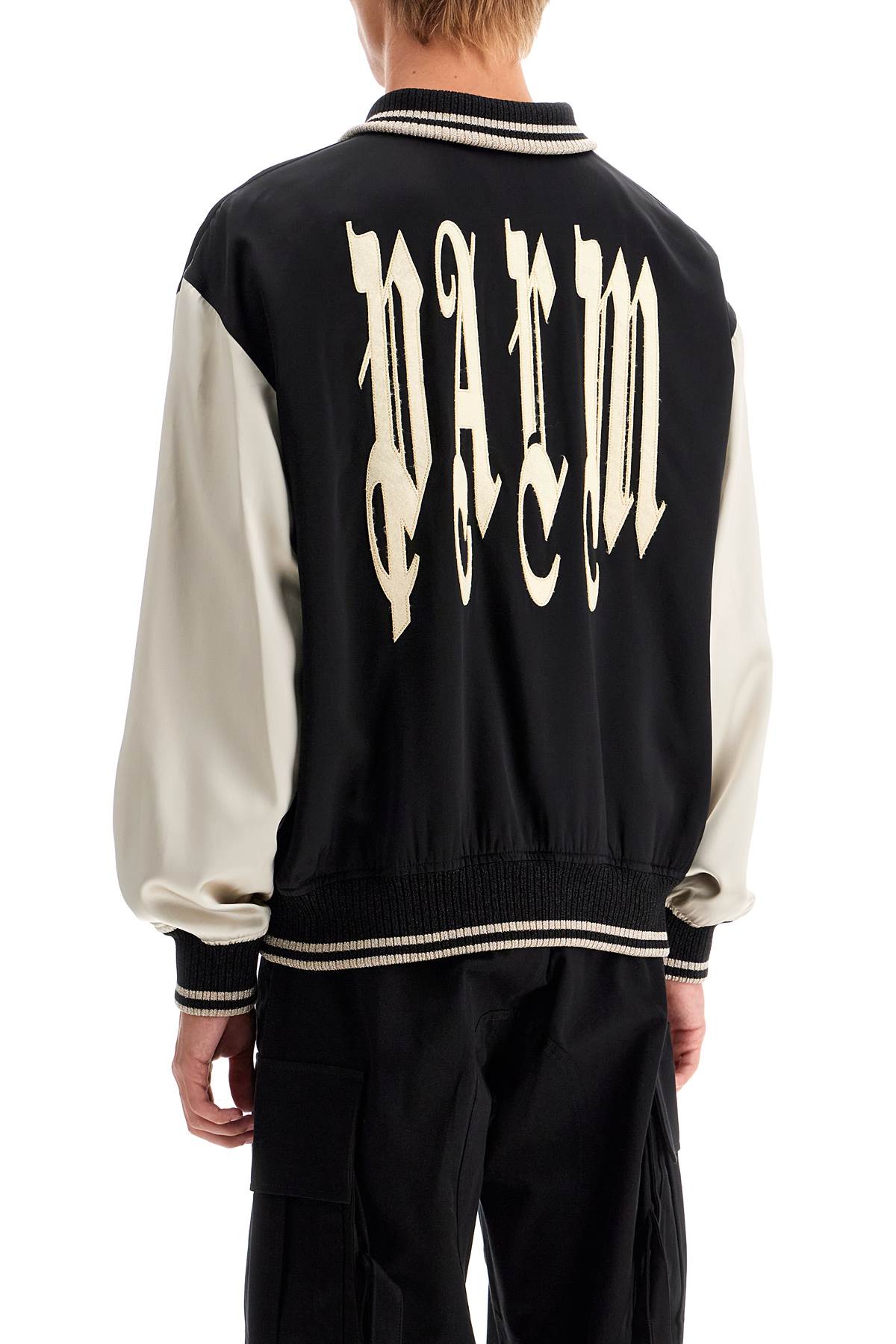 PALM ANGELS satin varsity jacket for