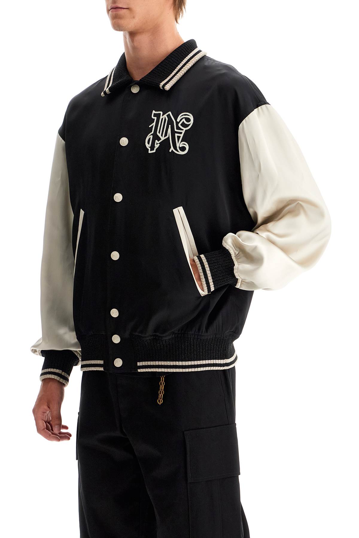 PALM ANGELS satin varsity jacket for