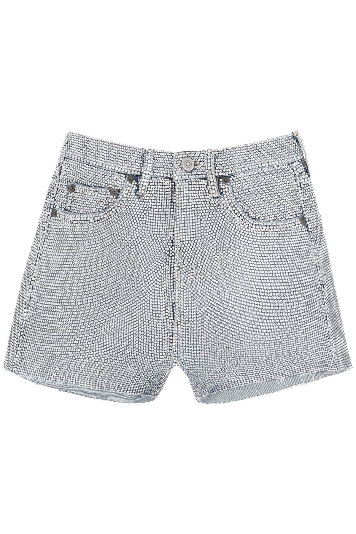 MAISON MARGIELA shorts in rhinestone-studded denim