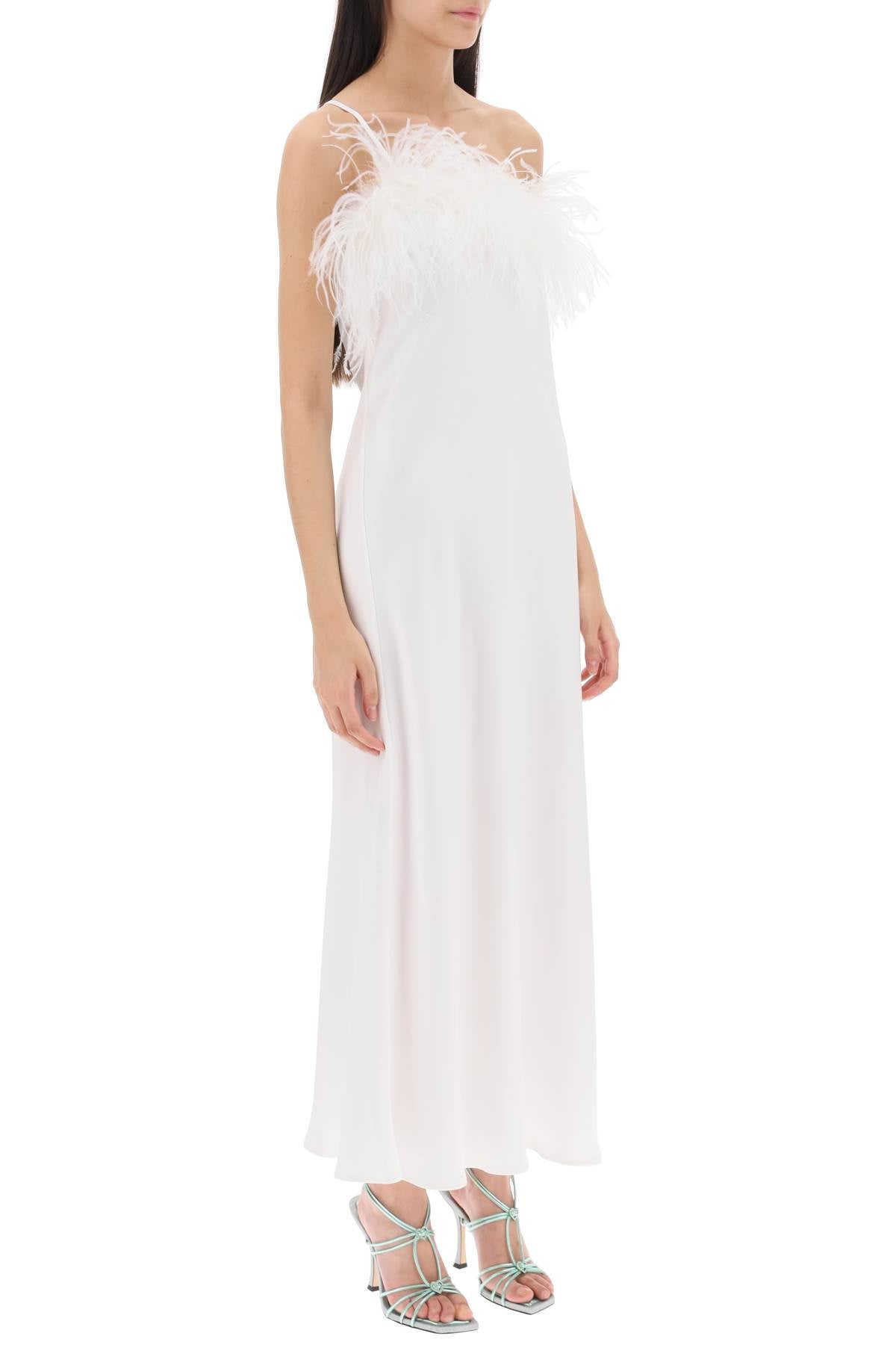 ART DEALER 'ember' maxi dress in satin with feathers